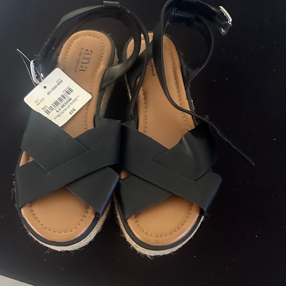 a.n.a Black Strappy Women's Sandals